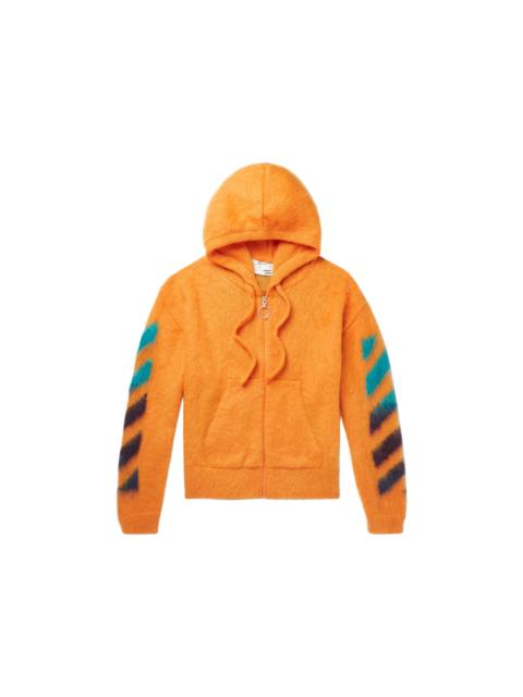 Off-White OFF-WHITE Brushed Arrows Mohair Zip Up Hoodie Orange/Multicolor