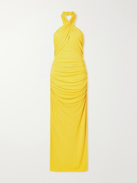 CAROLINA HERRERA Satin halterneck gown Yellow