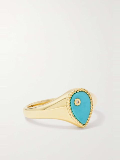 Yvonne Léon 9-karat gold, turquoise and diamond ring