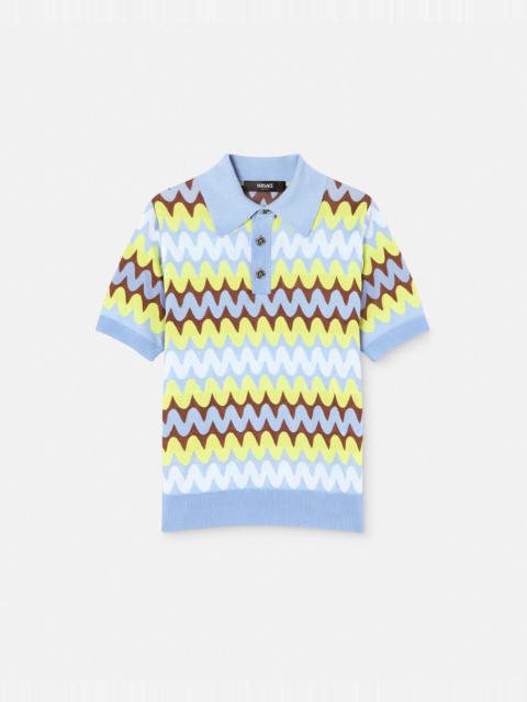 VERSACE Wave Knit Polo Shirt