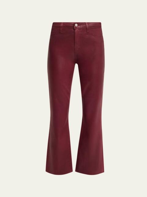 L'AGENCE Kendra High-Rise Coated Crop Flare Jeans