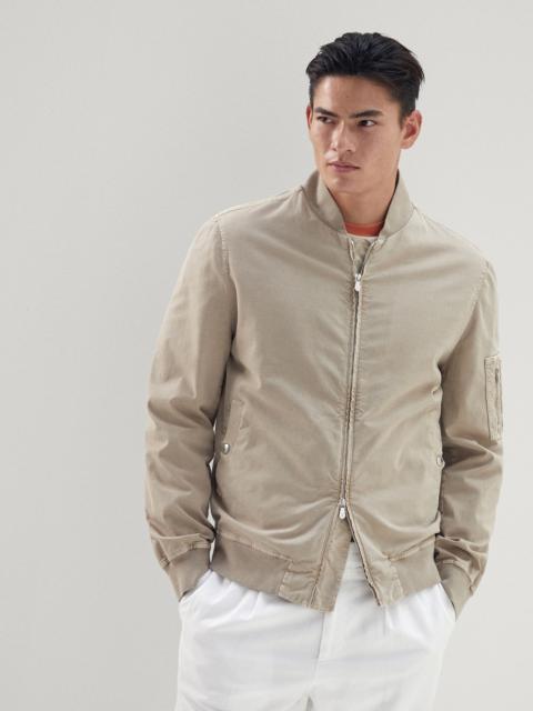 Garment-dyed bomber jacket in comfort cotton gabardine