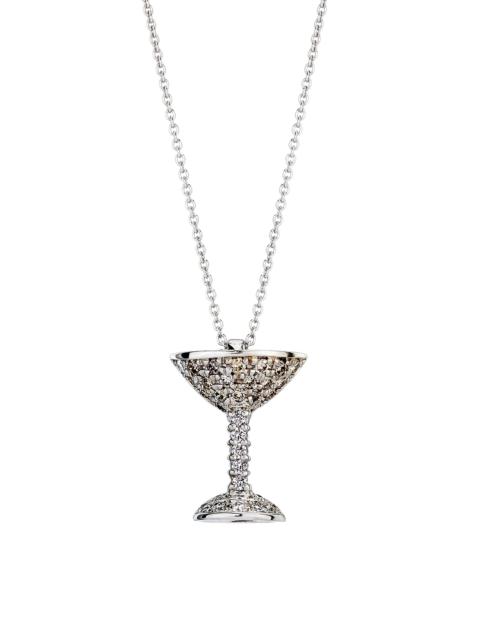 ROBERTO COIN Women's Tiny Treasures 18K White Gold & 0.11 TCW Diamond Espresso Martini Pendant Necklace - White G