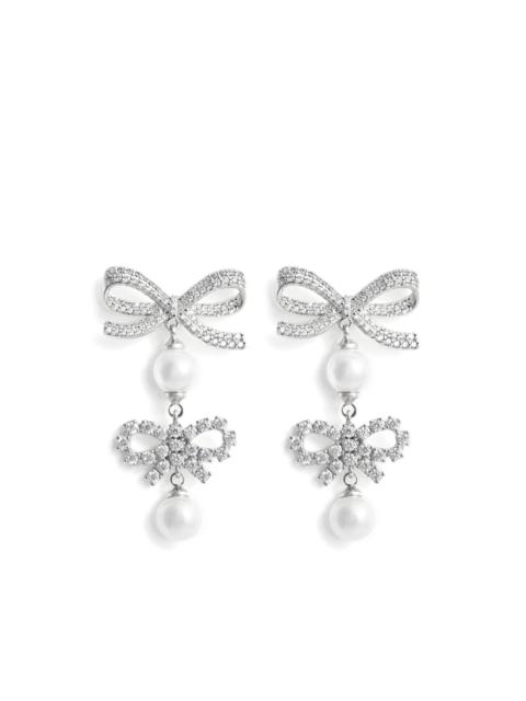 self-portrait double-bow pearl earrings