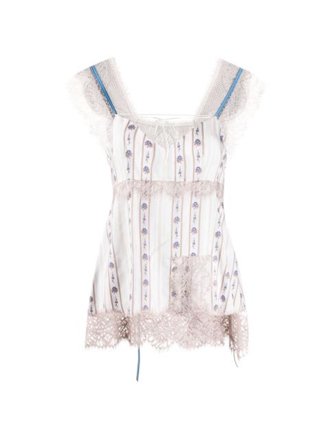 floral-print lace-trimmed camisole