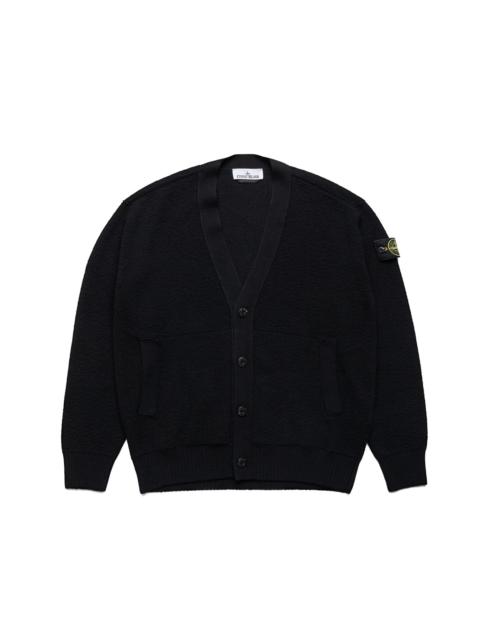 Stone Island Textured Stitch Pure RWS Wool Cardigan - Black
