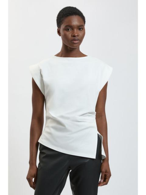 KAREN MILLEN 100% Cotton Asymmetric Jersey T-Shirt
