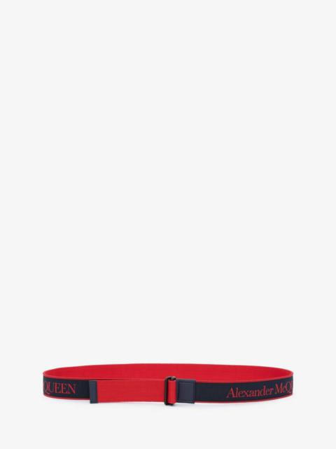 Alexander McQueen Selvedge Camera Belt in Lust Red