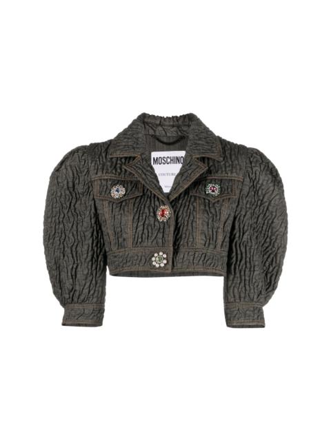 Moschino crystal-embellished butted cropped jacket