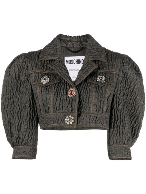 Moschino crystal-embellished butted cropped jacket