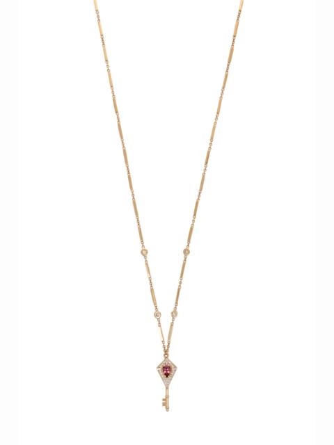 JACQUIE AICHE Pink Tourmaline Diamond Key Pendant Necklace