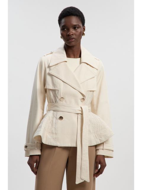 KAREN MILLEN Quilted Padded Peplum Short Trench Coat