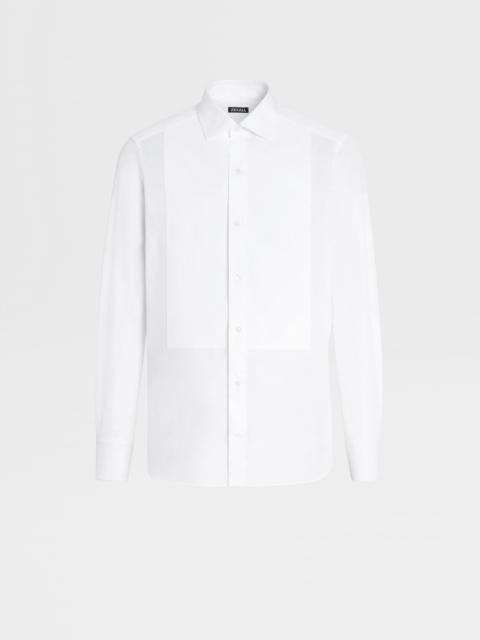 ZEGNA OPTICAL WHITE COTTON TUXEDO SHIRT