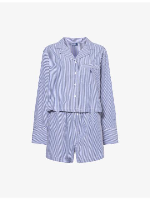 Polo Ralph Lauren Stripe Crop Boxer Short Cotton Pyjama Set