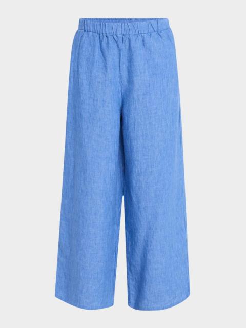 EILEEN FISHER Cropped Wide-Leg Organic Linen Pants