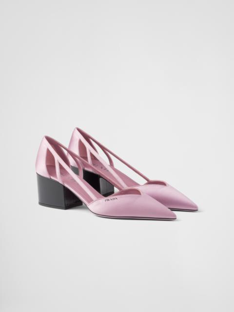 Satin cut-out pumps