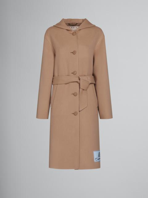 Marni BEIGE WOOL COAT WITH WAIST BELT