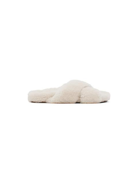 Yves Salomon Off-White Curly Merino Mules