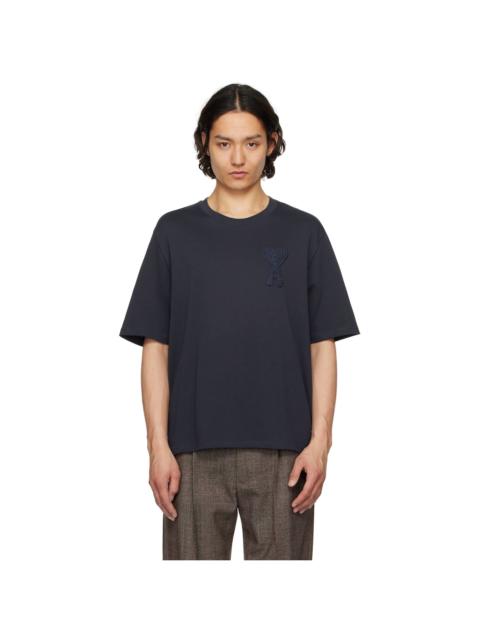 AMI Paris Navy Cotton Ami de Coeur Patch T-Shirt