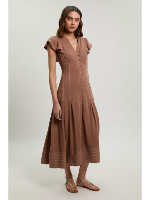 KAREN MILLEN Contrast Topstitch Seam Detail Midi Dress