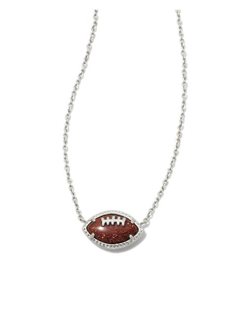 KENDRA SCOTT Football Silver Short Pendant Necklace in Orange Goldstone