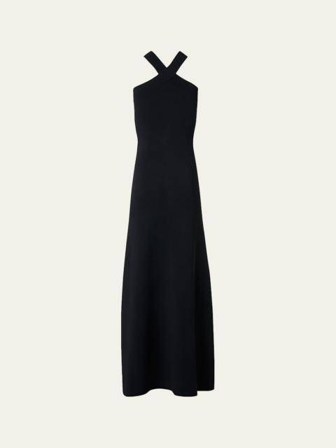 AKRIS Crisscross Knit Halter Maxi Dress