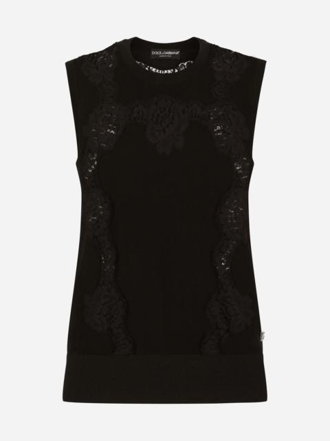 Dolce & Gabbana Cashmere and silk sweater with lace inlay