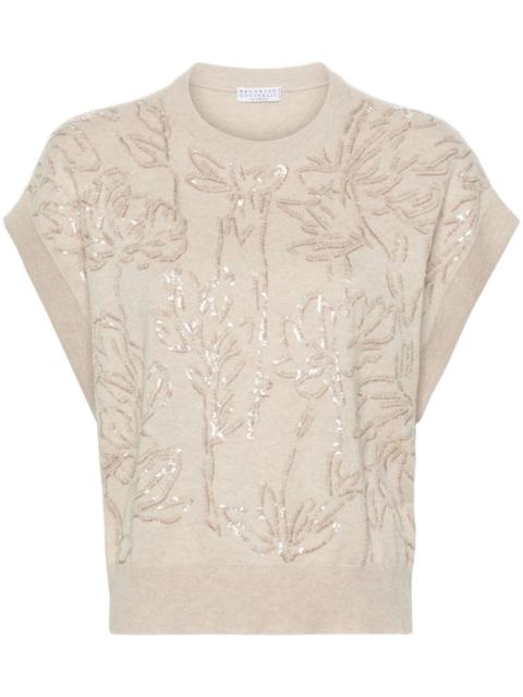 Brunello Cucinelli sequin-embellished top
