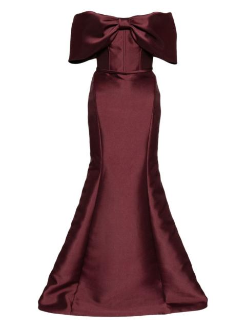 AMSALE off-shoulder bow gown