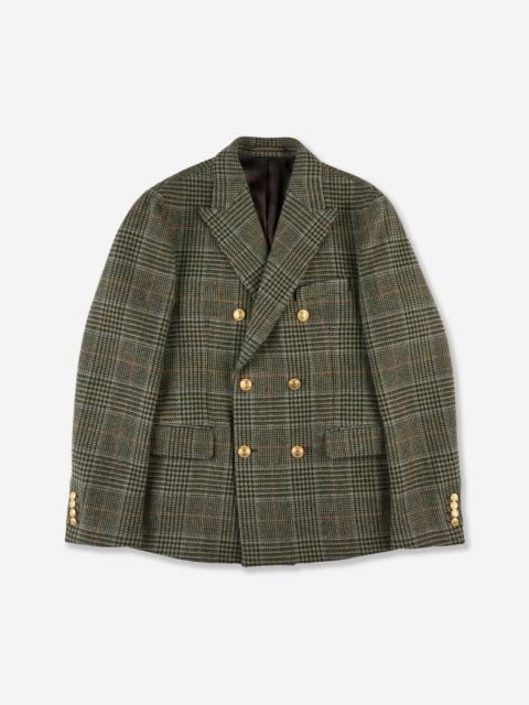 SLOWEAR Slim fit double-breasted Prince of Wales wool jacket