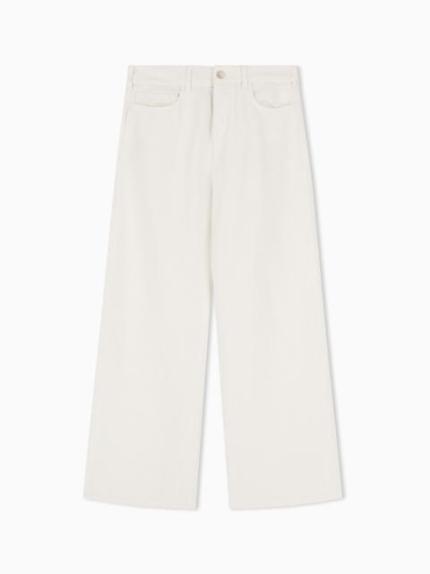 EMPORIO ARMANI J33 REGULAR-FIT GARMENT-DYED TROUSERS IN LINEN AND LYOCELL