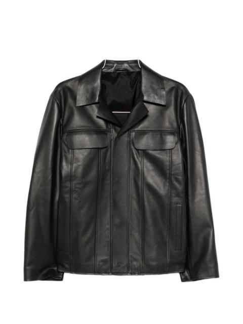LARDINI leather flap-pocket jacket
