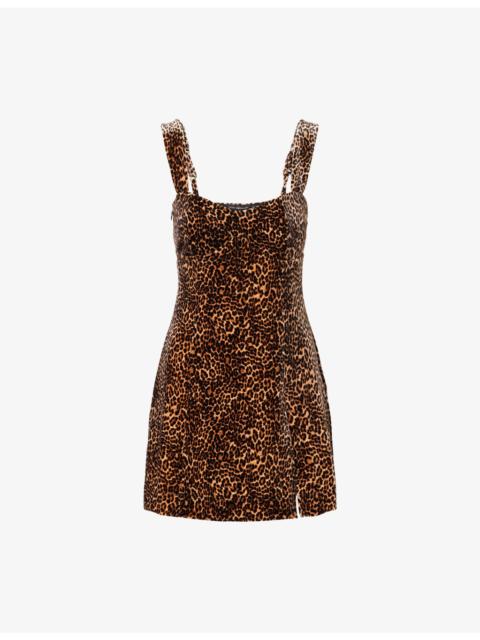 GOOD AMERICAN Velvet Shoulder-Straps Stretch-Woven Mini Dress