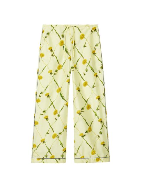 Burberry Dandelion-print silk-satin trousers