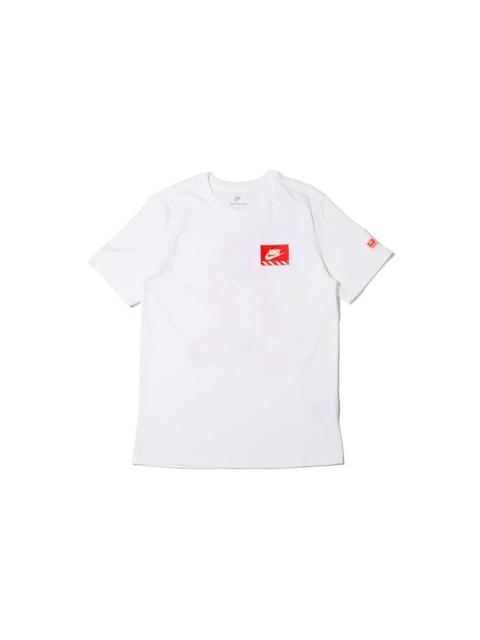 Men's Nike Sportswear Transformers Printing Sports Round Neck Short Sleeve White T-Shirt DJ1398-100