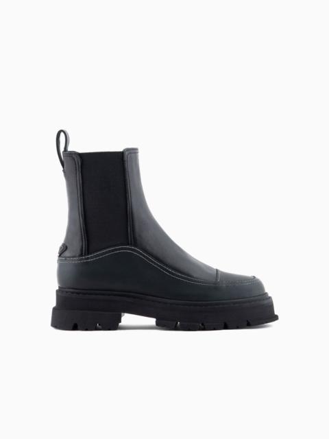 Nappa leather Chelsea boots with rubberised details and chunky sole