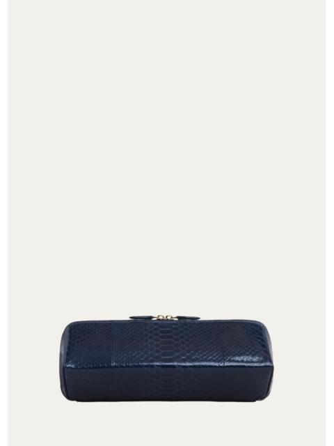 Alaïa Delta Snakeskin Leather Clutch Bag