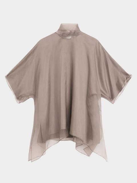 BRANDON MAXWELL Cali Scarf-Neck Silk Organza Blouse