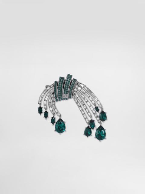 Dolce & Gabbana Floral brooch with rhinestones