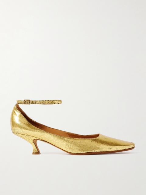 Calvin Klein Collection Anna Metallic Cracked-leather Pumps