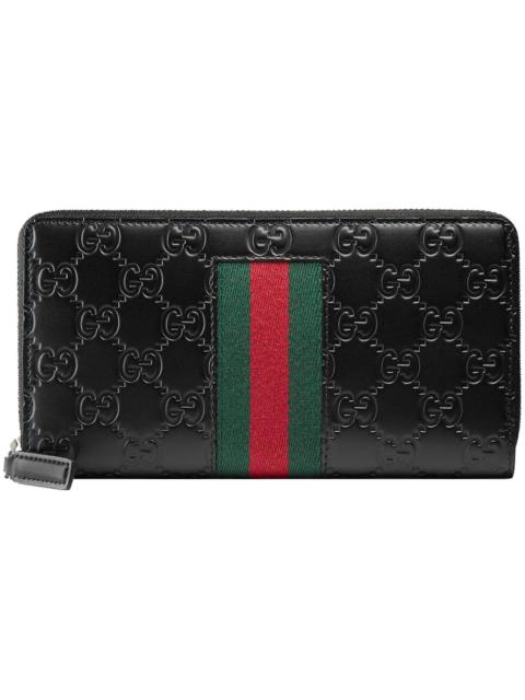 GUCCI Gucci Signature Web Zip Around Wallet Black