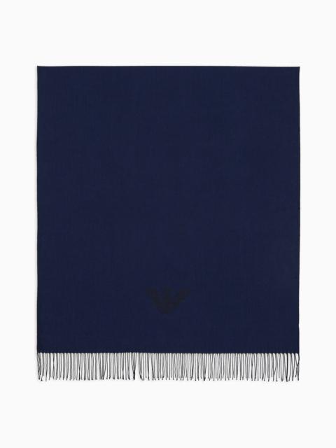 EMPORIO ARMANI Fringed scarf with eagle print