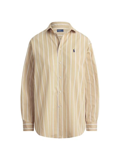 Polo Ralph Lauren Women's Striped Cotton Button-Front Shirt - Polo Tan White