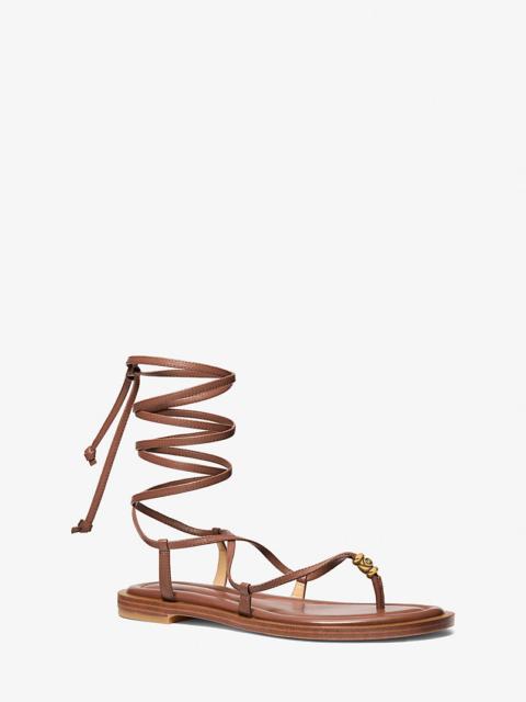 MICHAEL KORS Khloe Embellished Leather Lace-Up Sandal