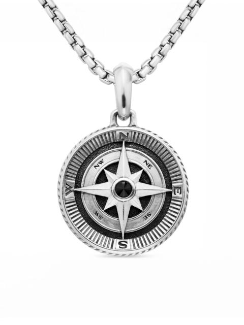 DAVID YURMAN Men's Maritime Compass Amulet in Sterling Silver with Center Black Diamond, 26.8mm - Black Diamond