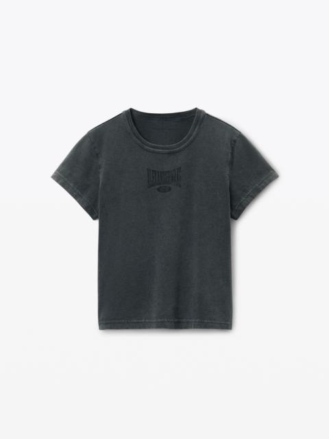 Alexander Wang Distressed Logo Shrunken Cotton Tee