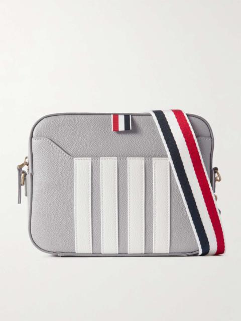 Thom Browne Small Striped Pebble-Grain Leather Messenger Bag