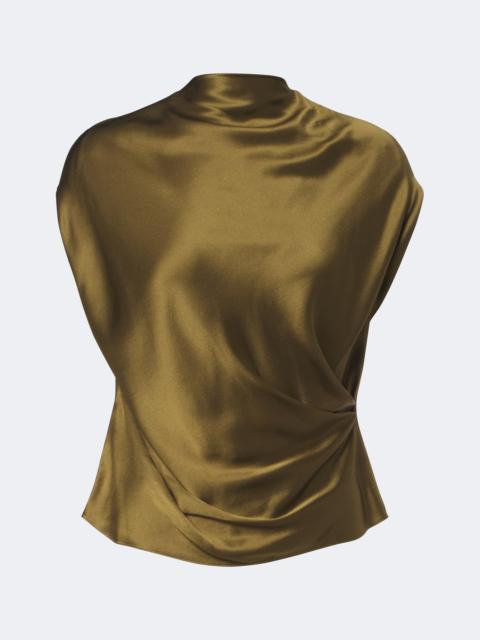 THE SEI Draped silk satin top