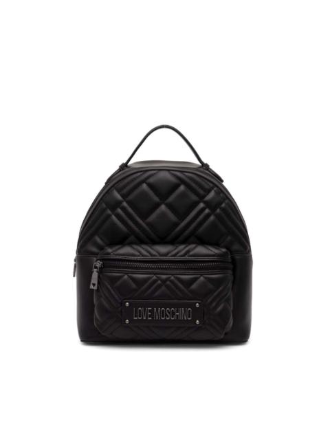 quilted logo lettering backpack