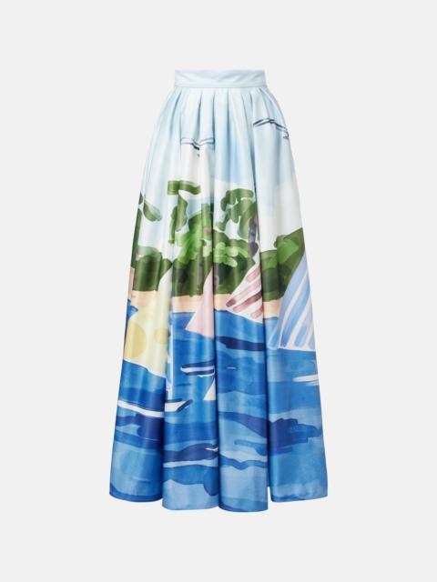 LEO LIN Printed pleated maxi skirt